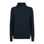 Purotatto Mock Neck Cashmere Sweater in Navy Timeless Martha's Vineyard 