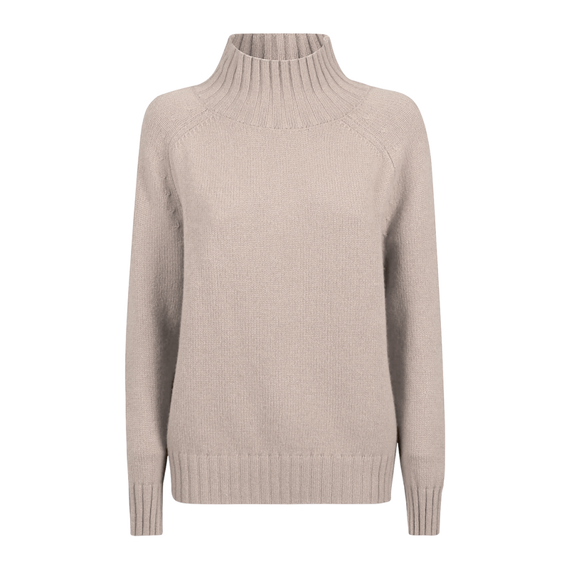 Purotatto Mock Neck Cashmere Sweater in Sabbia Beige Timeless Martha's Vineyard