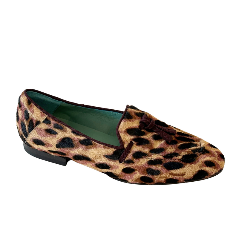 Leopard Pony Loafer with Grosgrain Accent