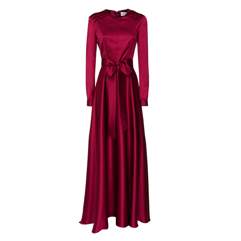 DESANTIS Bordeaux Silk Long Sleeve Gown Timeless Martha's Vineyard 