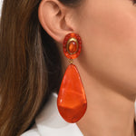 Zola Resin Drop Clip Earring - Orange