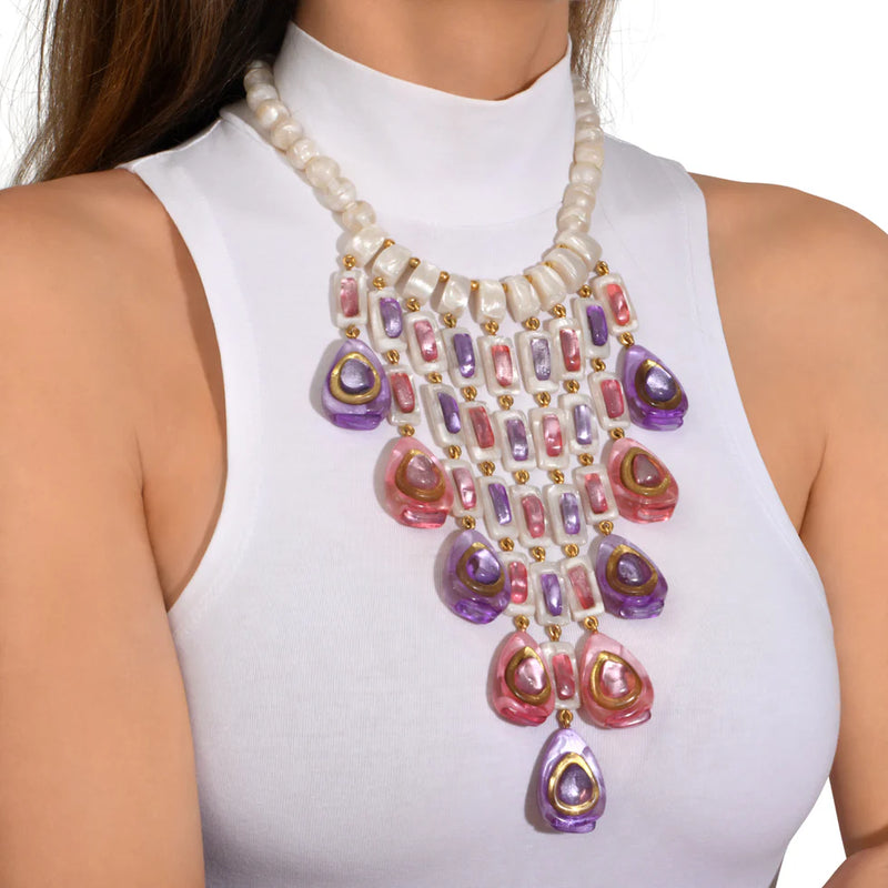 Dominique Denaive Sage Florentine Multi Drop Necklace Timeless Martha's Vineyard 
