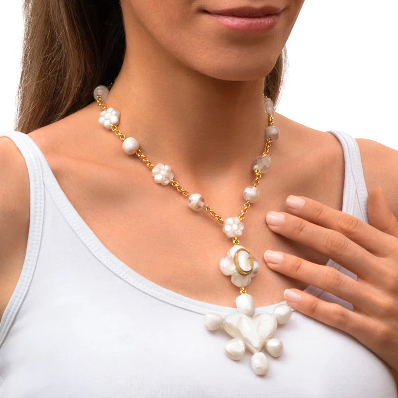 Dominique Denaive Maxime Multi Drop Necklace White Timeless Martha's Vineyard 