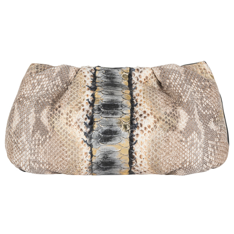 Python Leather Crossbody Clutch - Black Multi