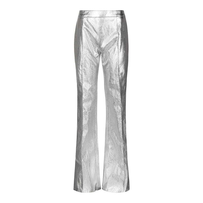 Natan Silver Faux Leather Wide Leg Pant 