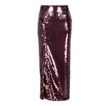 Natan Burgundy Side Slit Sequins Midi Skirt Timeless Martha's Vineyard 