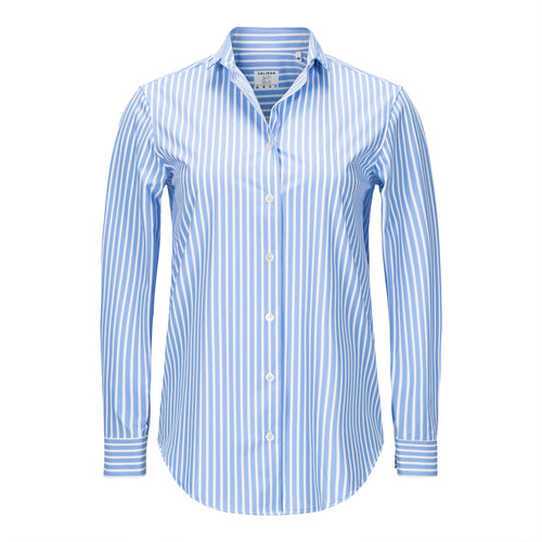 Caliban Light Blue Stripe Skin-Like Relaxed Button Down Timeless Martha's Vineyard 