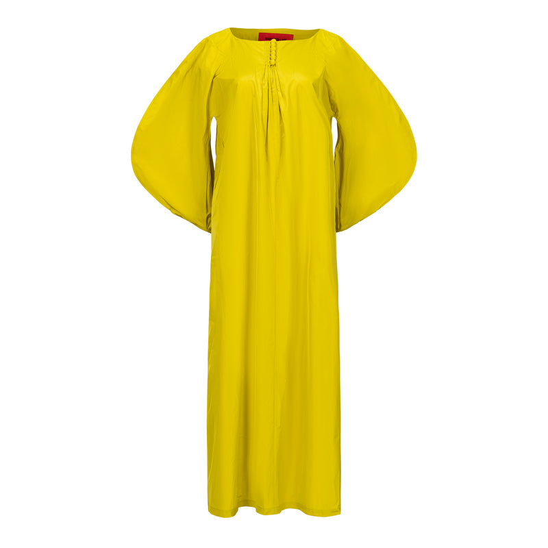 Margareth & Moi Chartreuse Roumaine Maxi Taffeta Dress