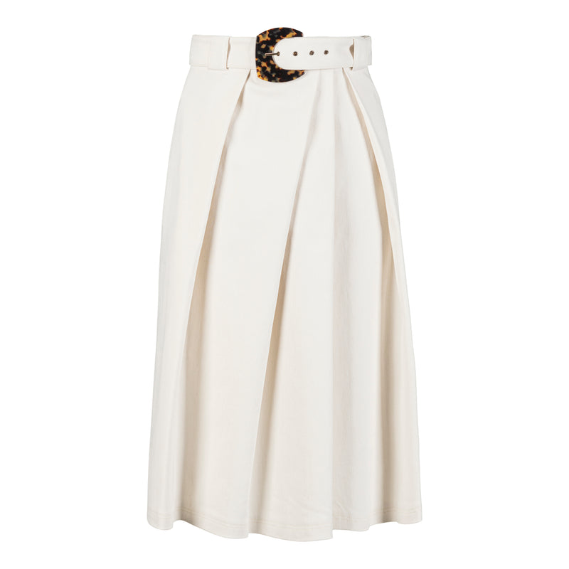 BOBO Belted Denim Skirt - Ivory