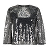 Natan Brume Grey Sequins Short Sleeve Mesh Top  Timeless Martha's Vineyard 