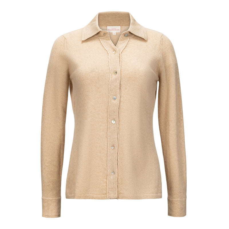 Douxdimanche Calin Cashmere Button Down - Sand Timeless Martha's Vineyard