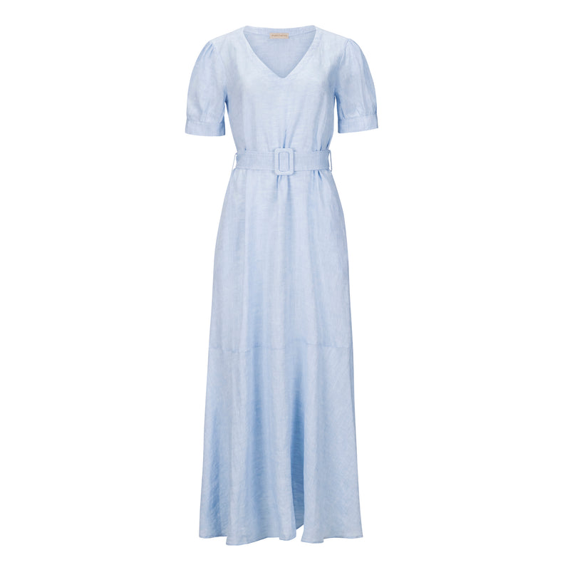 Purotatto Linen Dress Pale Blue Timeless Martha's Vineyard