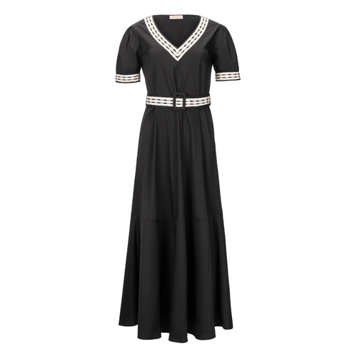 Purotatto Belted Summer Dress - Black Tiimeless Martha's Vineyard