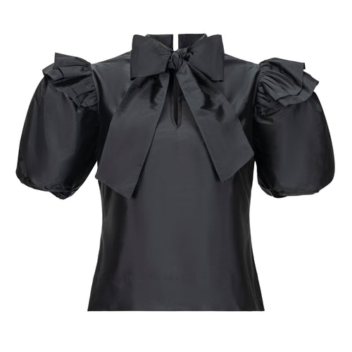 And Tate Irish Designer Black Ruffle Taffeta Blouse  Timeless Martha's Vineyard 