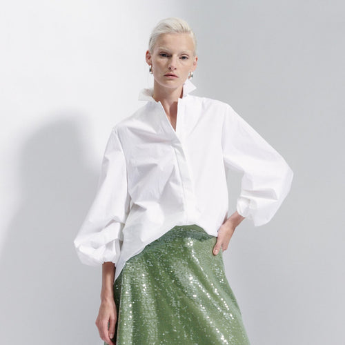 Maison Natan White Curry Puff Sleeve Cotton Shirt Timeless Martha's Vineyard 