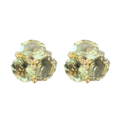 Triple Oval Lab Vermeil Earrings - Green Amethyst Timeless Martha's Vineyard