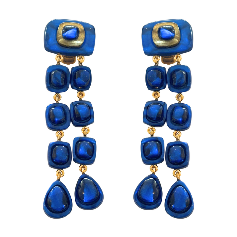 Dominique Denaive Resin Drop Clip Earring Cobalt Blue Timeless Martha's Vineyard 