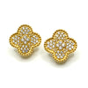 Pave Clover Shape Earrings - Gold