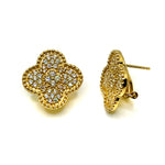 Pave Clover Shape Earrings - Gold