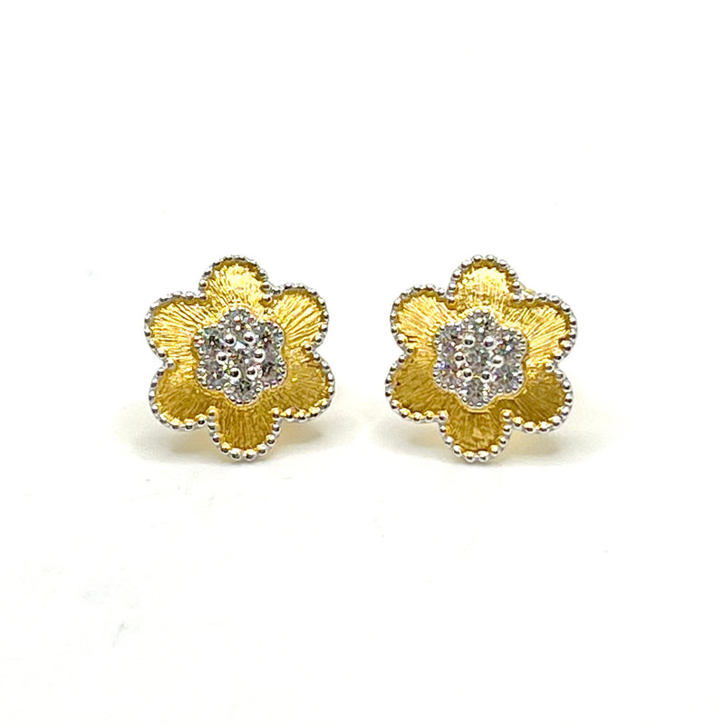 Gold Six Petal Flower Stud Earrings Timeless Martha's Vineyard 