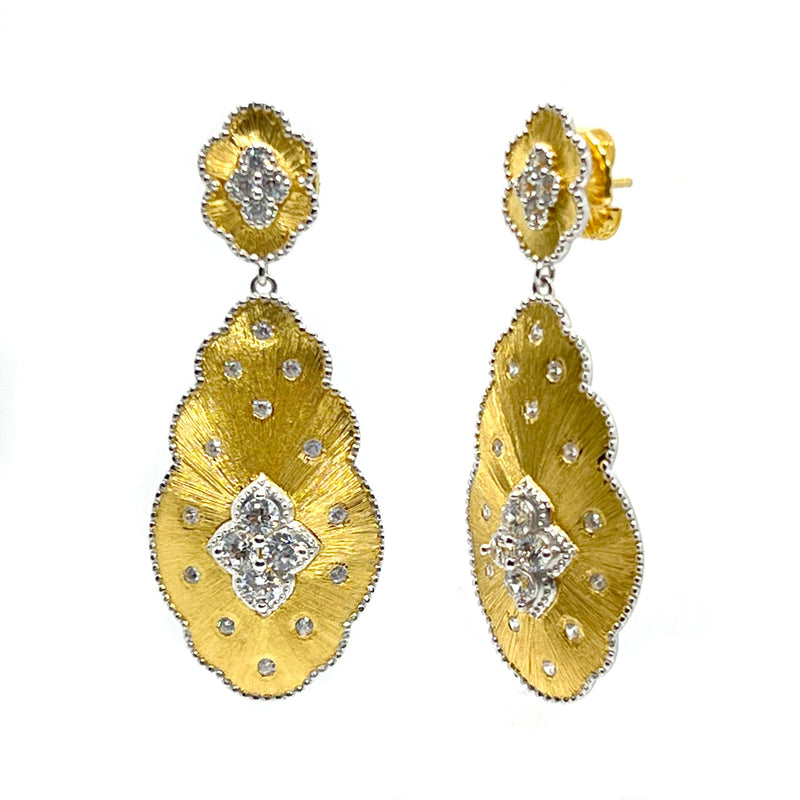 Exclusively Ours Flower-pattern Tear Drop Vermeil Earrings - GoldTimeless Martha's Vineyard 