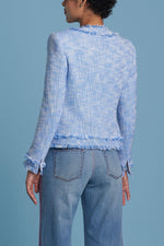 Maison Common Blue + White Two Tone Tweed Jacket Timeless Martha's Vineyard 