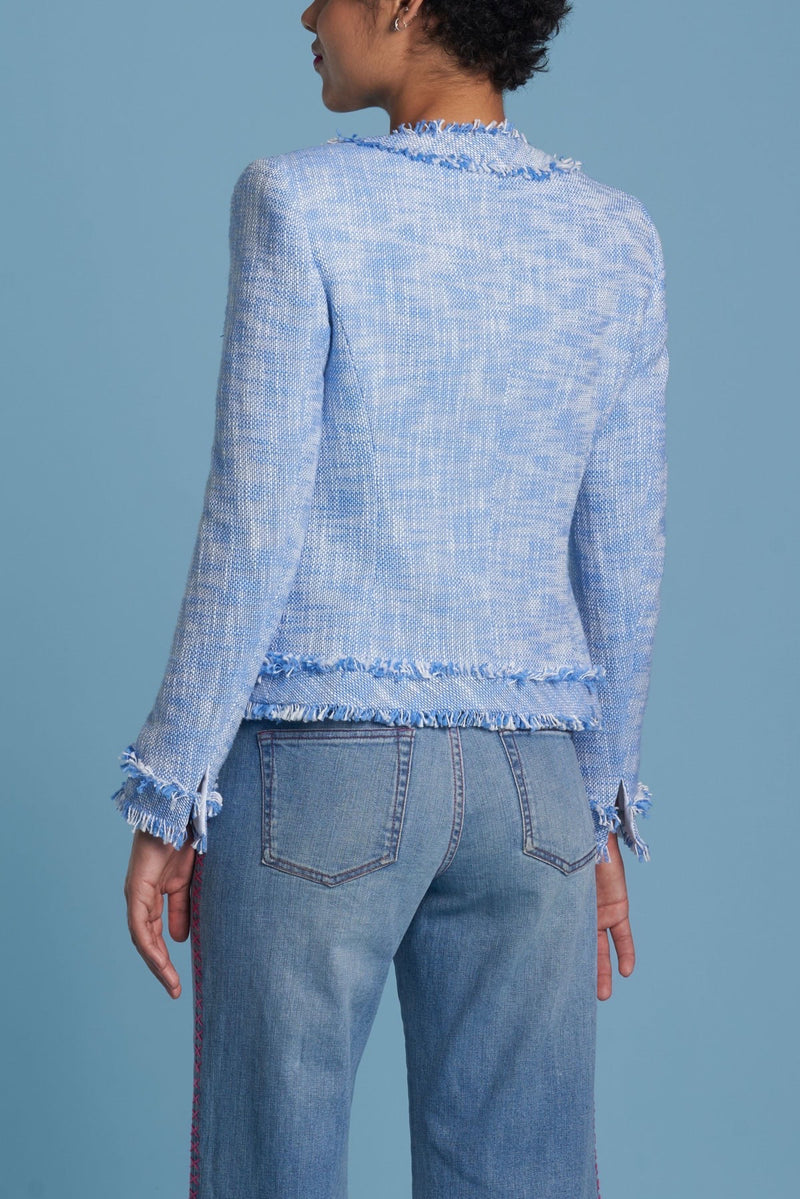Maison Common Blue + White Two Tone Tweed Jacket Timeless Martha's Vineyard 