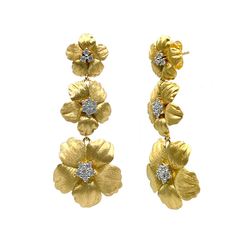 Triple Drop Flower Earring - Gold