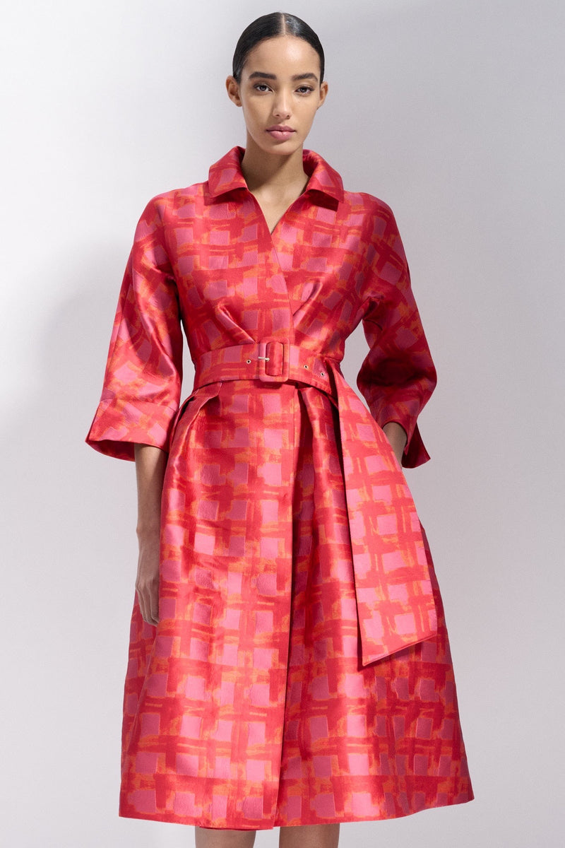 Maison Natan Orange + Pink Celena Jacquard Dress Timeless Martha's Vineyard 