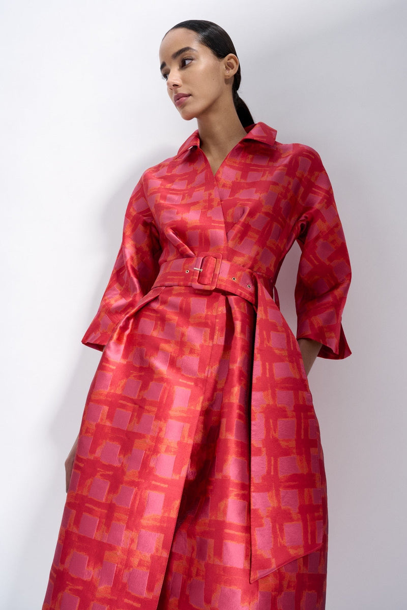 Maison Natan Orange + Pink Celena Jacquard Dress Timeless Martha's Vineyard 