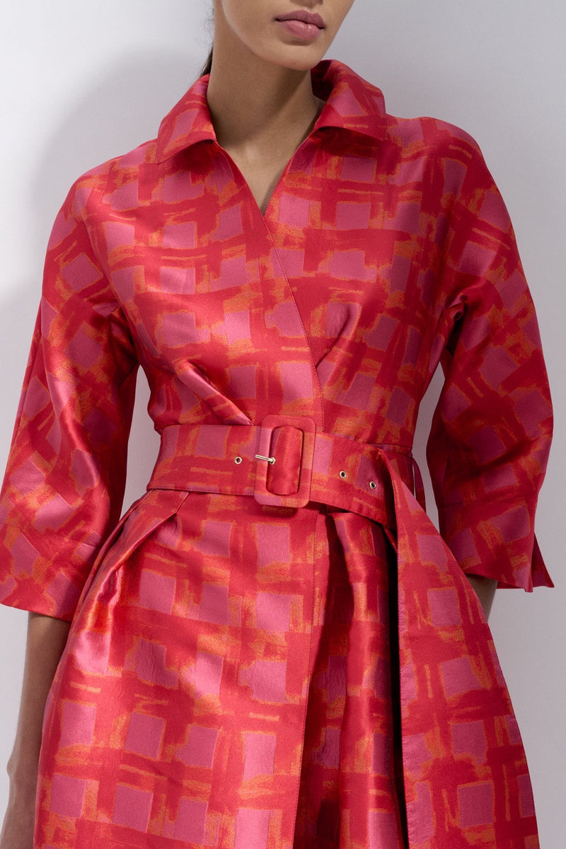 Maison Natan Orange + Pink Celena Jacquard Dress Timeless Martha's Vineyard 
