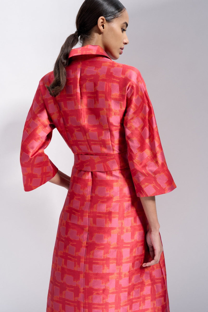 Maison Natan Orange + Pink Celena Jacquard Dress Timeless Martha's Vineyard 