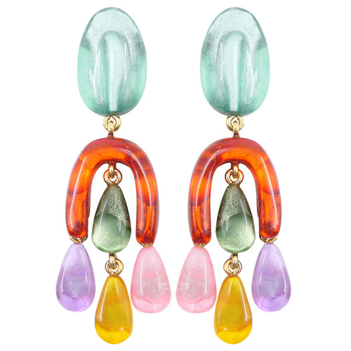 Dominique Denaive Benedicte Colorful Resin Clip Earring Timeless Martha's Vineyard 