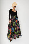 
Lavi Colorful Floral Print Full Length Black Skirt Timeless Martha's Vineyard 
