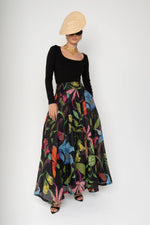 
Lavi Colorful Floral Print Full Length Black Skirt Timeless Martha's Vineyard 
