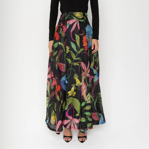 
Lavi Colorful Floral Print Full Length Black Skirt Timeless Martha's Vineyard 
