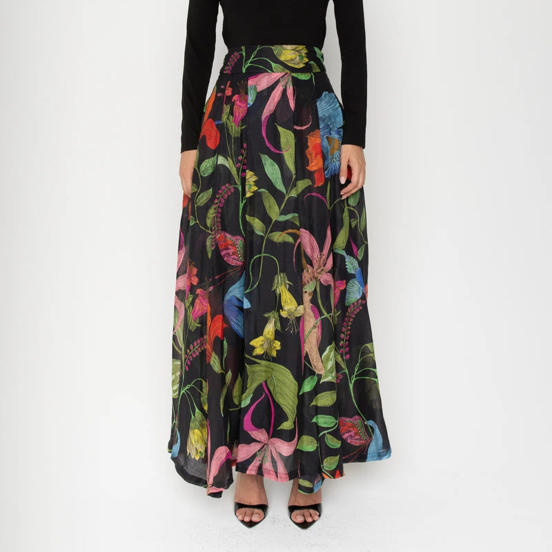 
Lavi Colorful Floral Print Full Length Black Skirt Timeless Martha's Vineyard 
