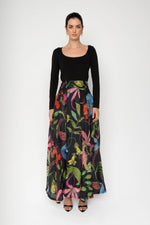
Lavi Colorful Floral Print Full Length Black Skirt Timeless Martha's Vineyard 
