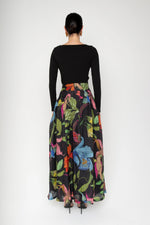 
Lavi Colorful Floral Print Full Length Black Skirt Timeless Martha's Vineyard 
