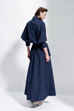 Maison Natan Navy Circee Belted Maxi Puff Sleeve Dress Timeless Martha's Vineyard 