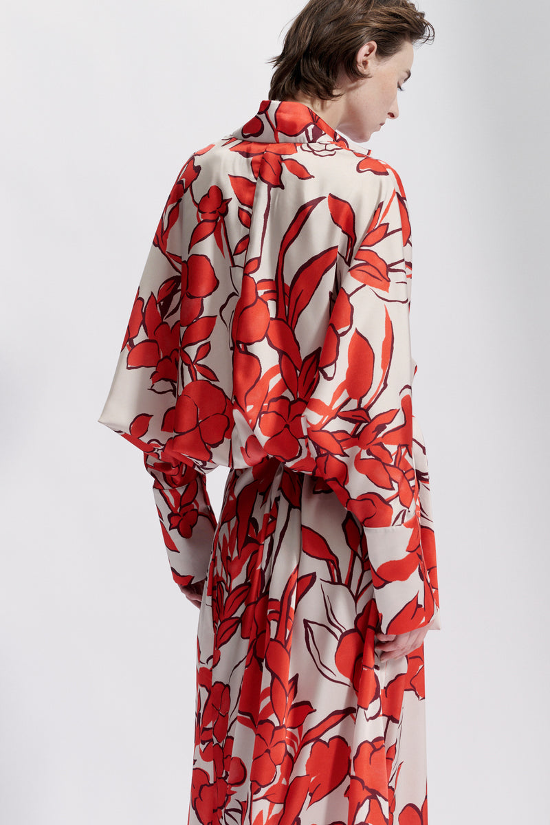 Maison Natan Floral Print Red Circee Belted Maxi Dress Timeless Martha's Vineyard 
