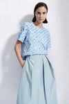 Natan Light Blue Claude Large Sequins Short Sleeve Top Timeless Martha's Vineyard 