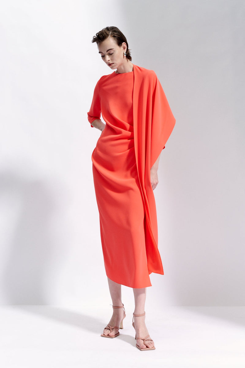 Maison Natan Dark Navy Crepe Chris Waterfall Dress Timeless Martha's Vineyard 