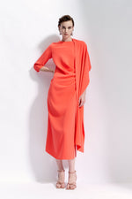 Maison Natan Dark Navy Crepe Chris Waterfall Dress Timeless Martha's Vineyard 