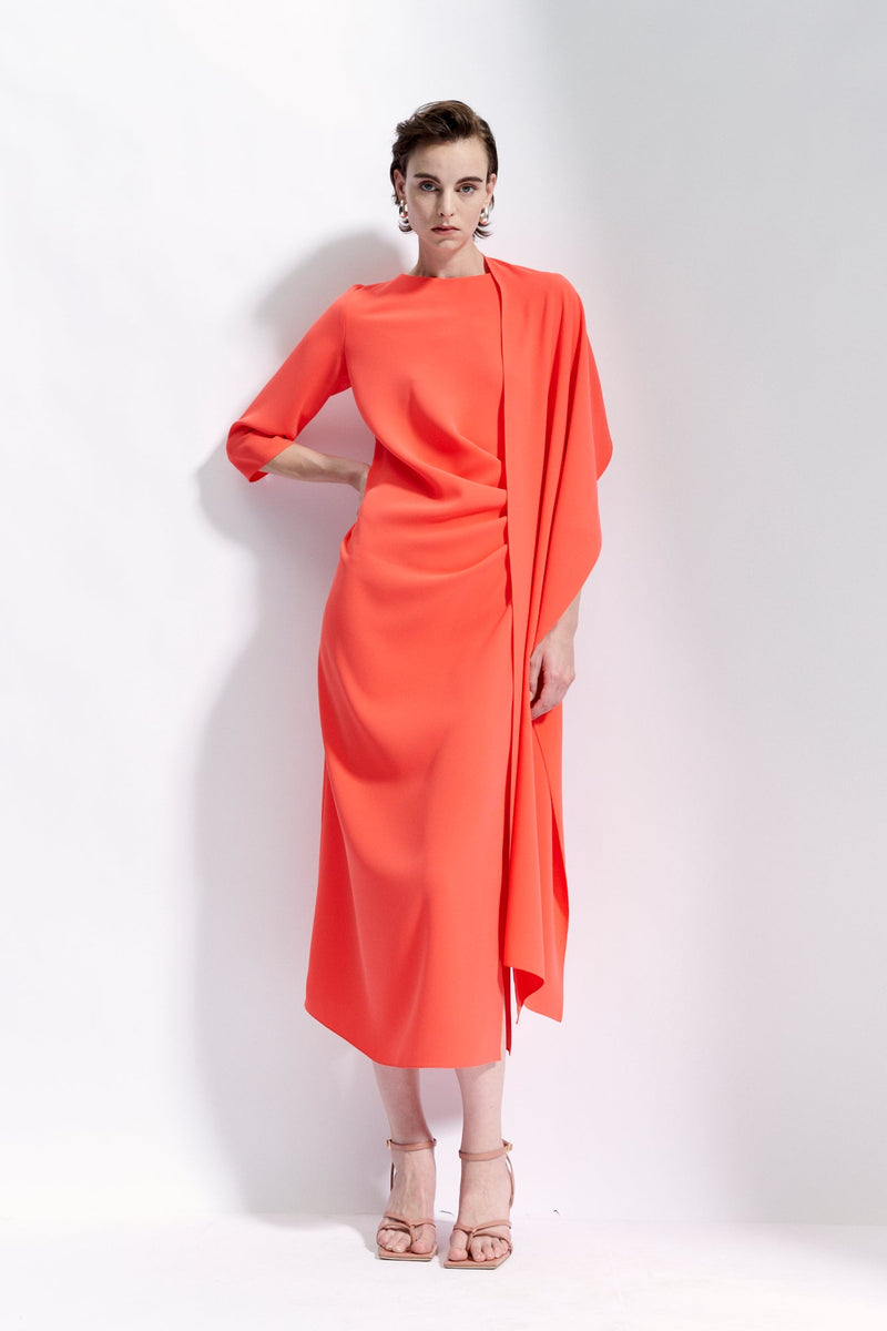 Maison Natan Dark Navy Crepe Chris Waterfall Dress Timeless Martha's Vineyard 