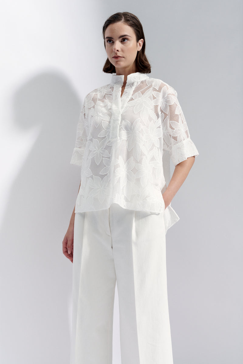 Crunch Embroidered Blouse - White