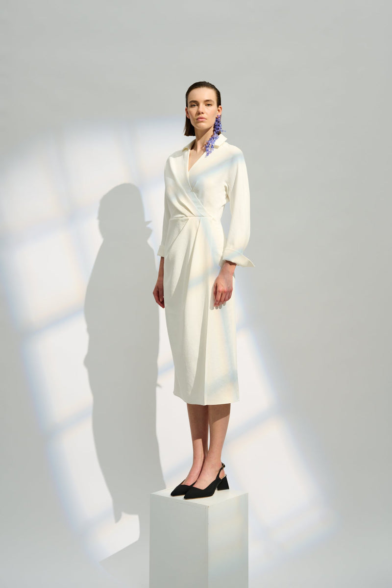 Natan Ando Ivory Structured Jersey Midi Dress Timeless Martha's Vineyard 