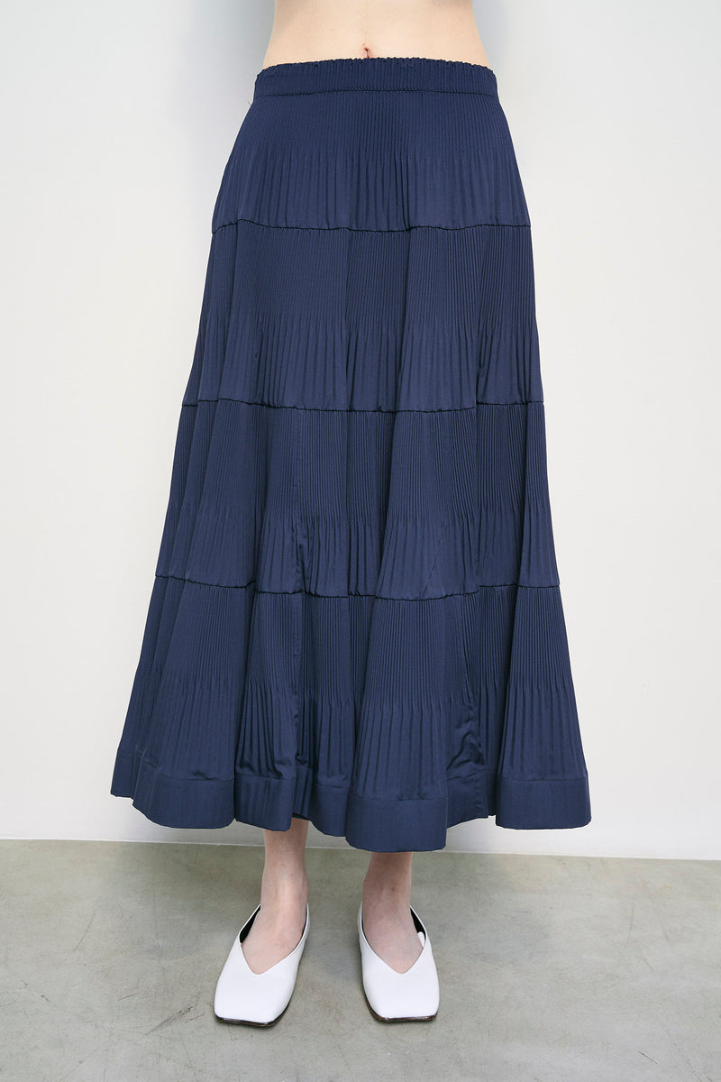 Pleated Full Maxi Skirt - White