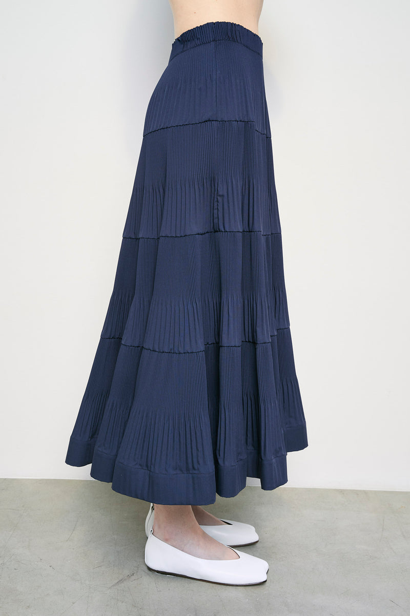 Pleated Full Maxi Skirt - White