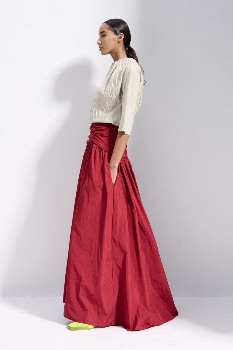 Natan Chartreuse Ceylan Parachute Taffeta Maxi Skirt Timeless Martha's Vineyard 